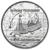 Silbermedaille SS Tilawa Schiffswrack Ruhm: Reiseausgabe 1/2 Oz Silber Rückseite