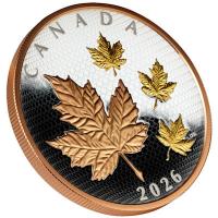Kanada - 50 CAD Maple Leaf in Motion 2026 - 5 Oz Silber Gilded