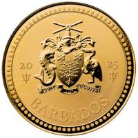 Barbados 5 Dollar Trident Dreizack 2025 1 Oz Gold Rückseite