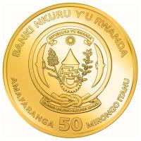 Ruanda 50 RWF Lunar Serie Pferd 2026 1 Oz Silber PP Gilded Rückseite