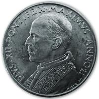 Vatikan - 5 Lire Pius XII. (1939-1958) - 5g Silber