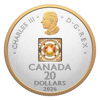 Kanada 20 CAD Dancing Ammolite: Elemente der Natur: Feuer 2026 Silber Proof Gilded Rückseite