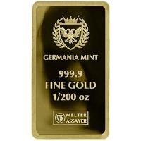 Germania Mint Goldbarren geprägt 1/200 Oz Gold PP Rückseite