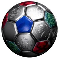 Solomon Islands 10 Dollar FIFA WM 26(TM) 3D Fussball 2026 3 Oz Silber Antik Finish Color Rückseite