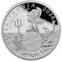 Großbritannien - 5 GBP Britannia 2026 - 2 Oz Silber PP