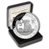 Somalia African Wildlife Elefant 2024 WMF Berlin 1 Oz Silber Rückseite