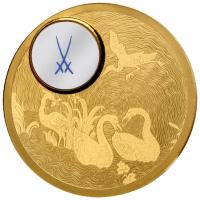 Niue - 250 NZD Swan Service 2025 - 1 Oz Gold PP mit Meissen Marke