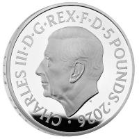 Großbritannien 5 GBP Queen Elizabeth II 100. Jahrestag 2026 Silber PP Rückseite