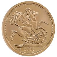 Großbritannien Queen Elizabeth II. 100. Jahrestag Sovereign 2026 Gold Rückseite