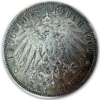 Deutsches Kaiserreich 3 Mark Freie und Hansestadt Lübeck 15g Silber Rückseite