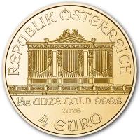 Österreich 4 EURO Philharmoniker 2026 1/25 Oz Gold Rückseite