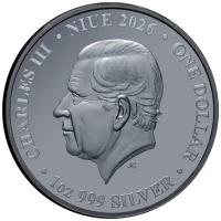 Niue 1 NZD Australien bei Nacht Kaninchennasenbeutler 2026 1 Oz Silber Black Proof Rückseite