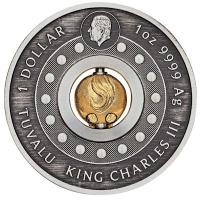 Tuvalu 1 TVD Lunar III Pferd 2026 1 Oz Silber Antik Finish Rotating Charm Rückseite