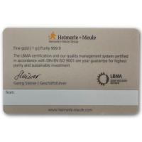 Heimerle + Meule Goldbarren FineCard: Gute Besserung 1g Gold Rückseite
