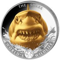 Kongo - 20 Francs Worlds Wildlife Hai 2026 - 1 Oz Silber Gilded