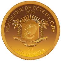 Elfenbeinküste 50 Francs Fussball WM 2026 1/200 Oz Gold Rückseite