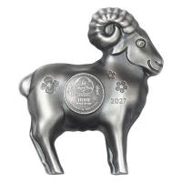 Mongolei 1000 Togrog Lunar Jahr der Ziege 2027 1 Oz Silber Antik Finish Rückseite
