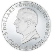 Cook Island 5 CID Die sieben Todsünden: Trägheit 2026 1 Oz Silber PP Color Rückseite
