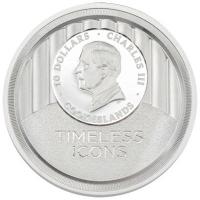 Cook Island 10 CID Zeitlose Ikonen: Freiheitsstatue 2 Oz Silber PP Color Rückseite