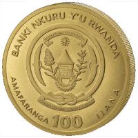 Ruanda 100 RWF 250. Jahrestag der Unabhängigkeitserklärung USA 2026 1/12 Oz Gold Reverse Proof Rückseite