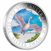 Australien - 1 AUD Schwan 2026 - 1 Oz Silber Color Box CoA