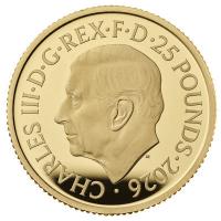 Großbritannien 25 GBP Tudor Beasts (10.) The Royal Dragon 2026 1/4 Oz Gold PP Rückseite