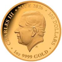 Niue 100 NZD Schach: Schachbauer (5.) 2026 1 Oz Gold PP Rückseite