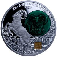 Burundi - 25 Francs Lunar Jahr der Ziege 2027 - 2 Oz Silber PP Gilded