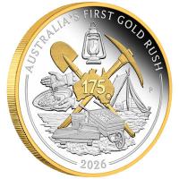 Australien - 1 AUD Goldrausch (Gold Rush) 175. Jubiläum 2026 - 1 Oz Silber PP Gilded