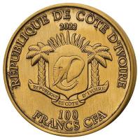 Elfenbeinküste 100 Francs Big Five Büffel Buffolo 2022 1 Oz Gold (Nur 199 Stück!!!) Rückseite