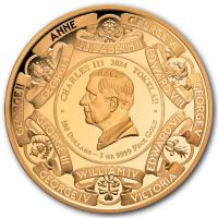 Tokelau 100 NZD Britische Monarchen 2024 1 Oz Gold mit Diamant Rückseite