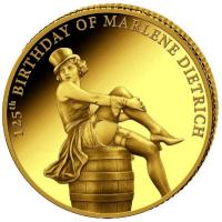Kongo - 100 Francs 125. Geburtstag Marlene Dietrich - 0,5g Gold PP