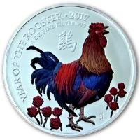 Großbritannien - 2 GBP Lunar Hahn 2017 - 1 Oz Silber Color