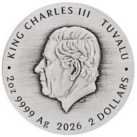 Tuvalu 2 TVD Dune(TM) Geißel des Wüstenmeeres 2026 2 Oz Silber Antik Finish Color Rückseite
