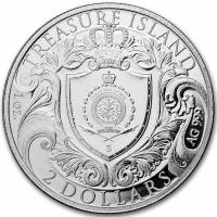 Niue 2 NZD Die Schatzinsel (Treasure Island) 2026 1 Oz Silber Rückseite