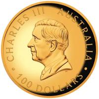 Australien 100 AUD Kookaburra 2026 1 Oz Gold PP High Relief Rückseite