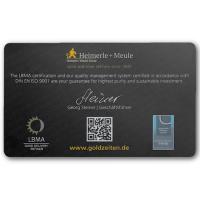 Heimerle + Meule Goldbarren Secain 1/100 Oz Gold Rückseite