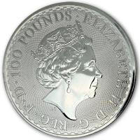 Großbritannien 100 GBP Britannia 2020 1 Oz Platin Rückseite