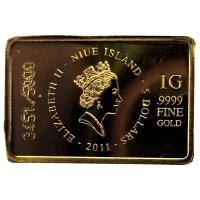 Niue - 5 NZD Brilliant Baby Bar Tiger 2011 - 1g Gold + Diamant