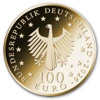Deutschland 100 EURO Meisterwerke (4.) Judenbuche 2026 1/2 Oz Gold Rückseite