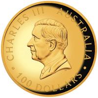 Australien 100 AUD Schwan 10. Jubiläum 2026 1 Oz Gold PP High Relief Rückseite