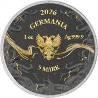 Germania Mint 3x5 Mark Norns: Triune Set 2026 3x1 Oz Silber Ruthenium Gilded Rückseite