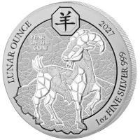 Ruanda - 50 RWF Lunar Serie Ziege 2027 - 1 Oz Silber
