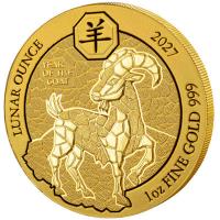 Ruanda - 100 RWF Lunar Serie Ziege 2027 - 1 Oz Gold