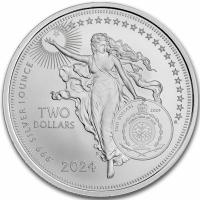 Niue 2 NZD Icons of Inspiration: Johannes Gutenberg 2024 1 Oz Silber BU Rückseite