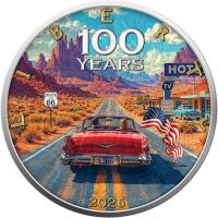 USA - 1 USD American Silver Eagle 100. Jahrestag Route 66 2026 - 1 Oz Silber Color