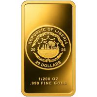 Liberia 20 Dollar I Plead the 2nd 2026 1/200 Oz Gold Rückseite