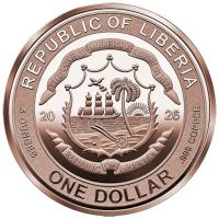 Liberia 1 Dollar Lady Justice 2026 5 Oz Kupfer Rückseite