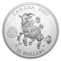 Kanada - 15 CAD Lunar Ziege 2027 - 1 Oz Silber PP