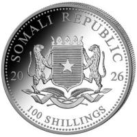 Somalia African Wildlife Elefant 2026 1 Oz Silber Privy ANA Pittsburgh Rückseite